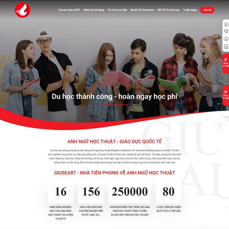 Theme wordpress trung tâm anh văn